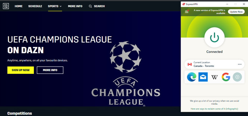 Watch UEFA on DAZN with Express VPN