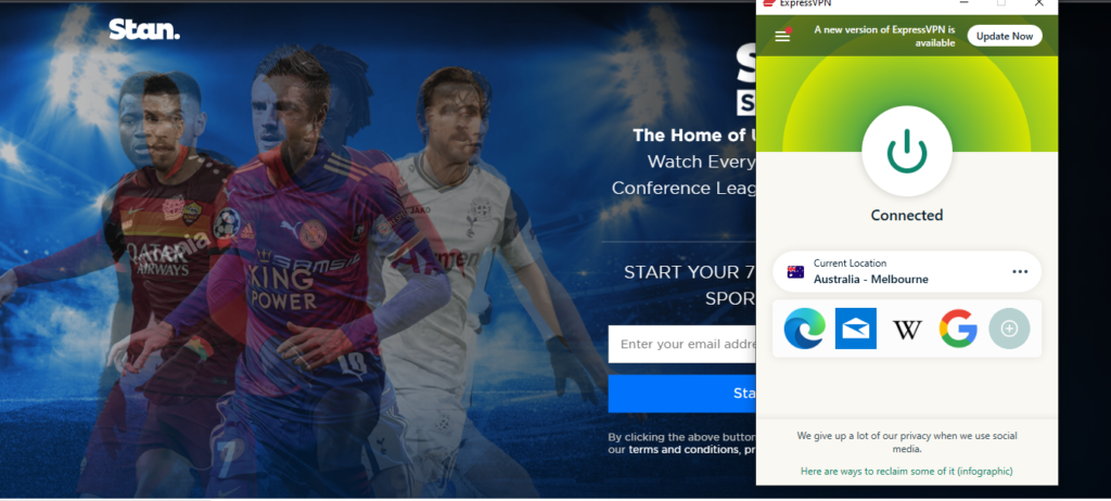 Watch UEFA on Stan with Express VPN