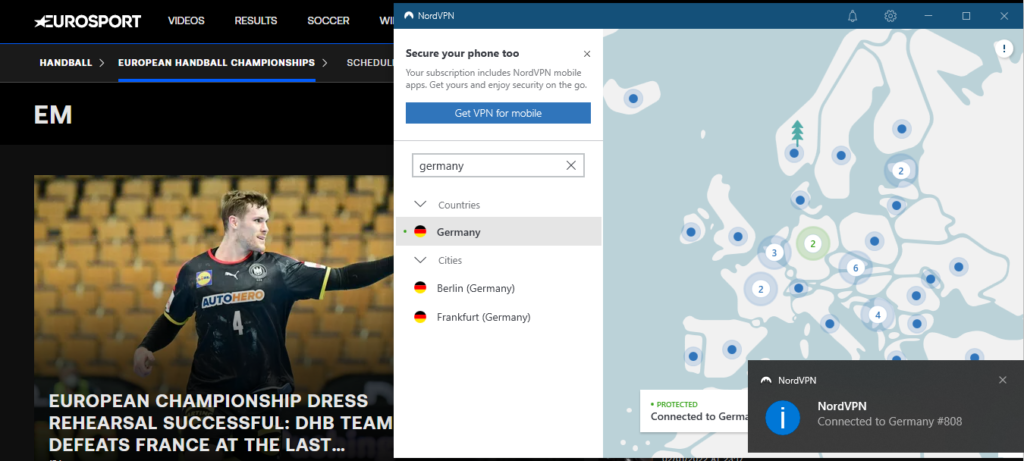 NordVPN-unblock-eurosport-to-watch-handball-in-australia