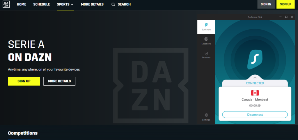unblocking-DAZN-with-Surfshark-for-Serie-A-from-anywhere