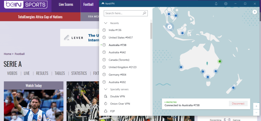unblocking-beIN Sports-with-nordvpn-for-Serie-A-from-anywhere