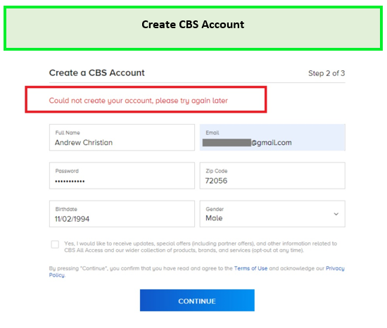 Create CBS Account