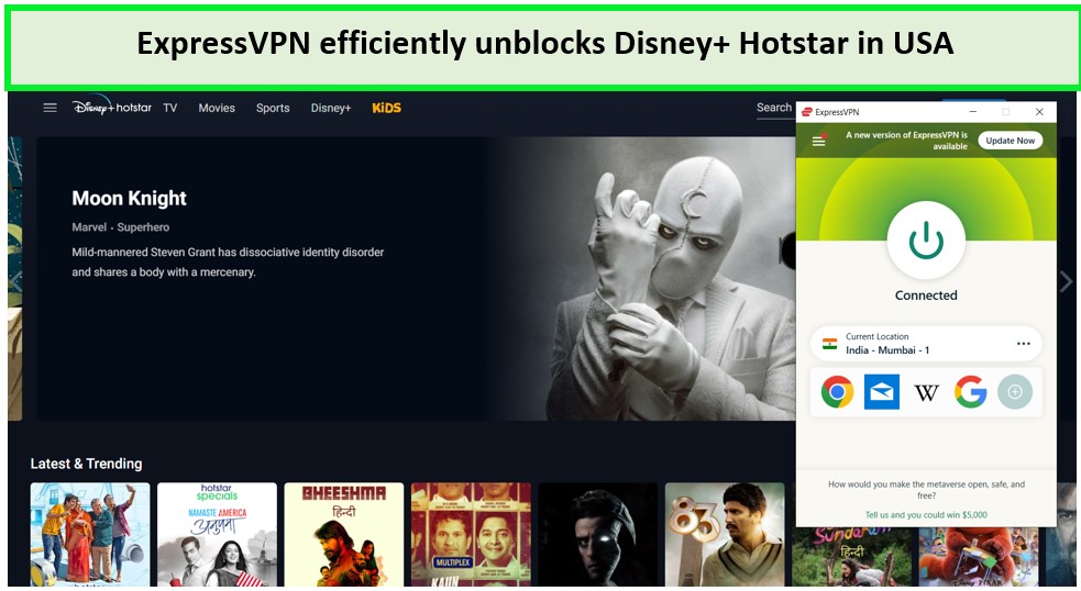 ExpressVPN unblocks Disney+ Hotstar in USA