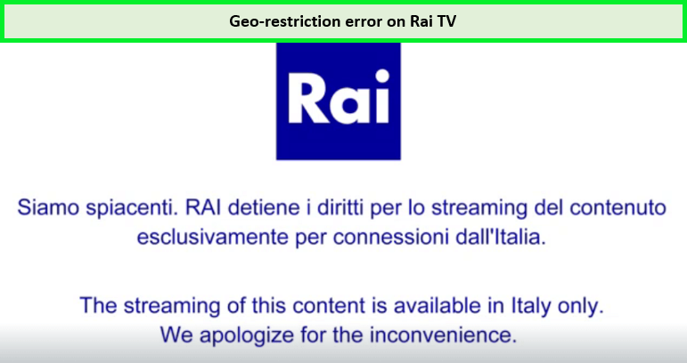  Erreur de restriction géographique sur RAI TV. in - France 
