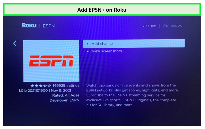 Add ESPN+ on Roku