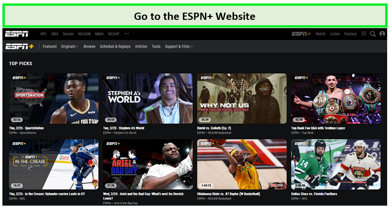 Go to the ESPN+ Website
