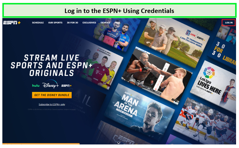 Log in to the ESPN+