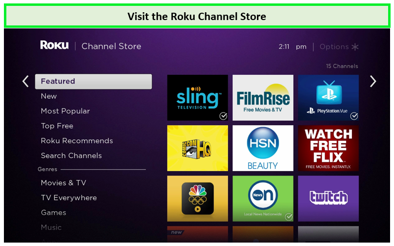 Visit the Roku Channel Store