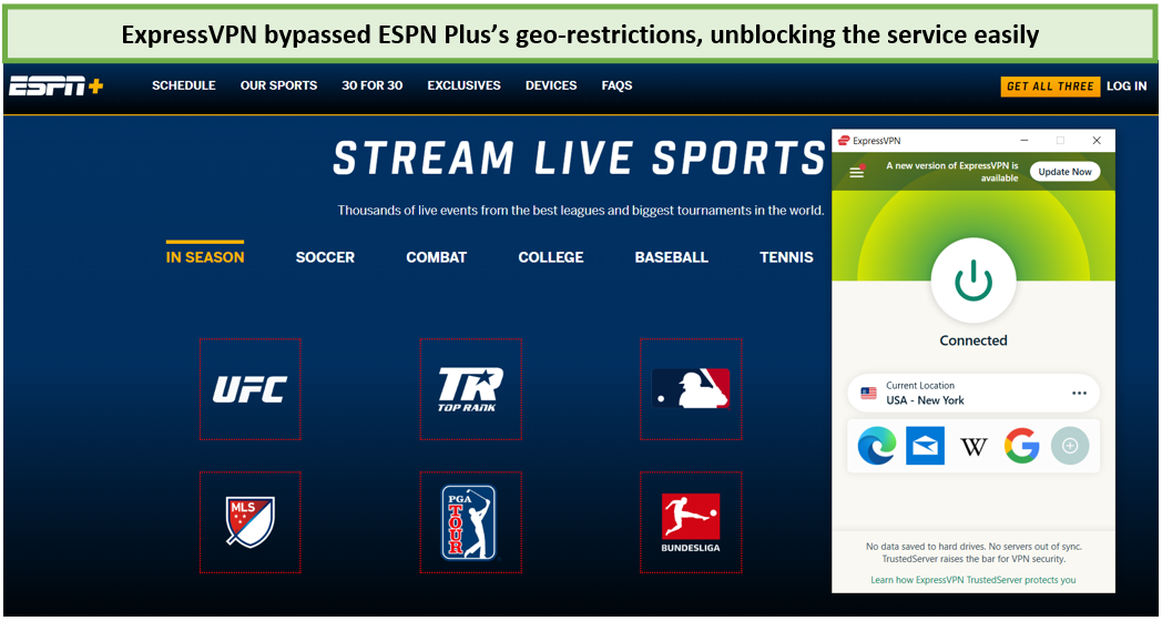 expressvpn - Does ESPN stream outside US?