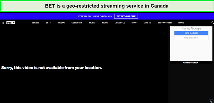 bet plus geo-restriction error in canada