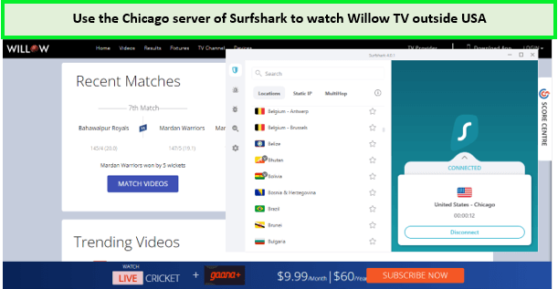 surfshark-unblock-willow-tv-outside-Canada