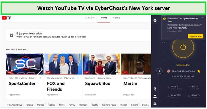 watch-youtube-tv-with-cyberghost-in-au