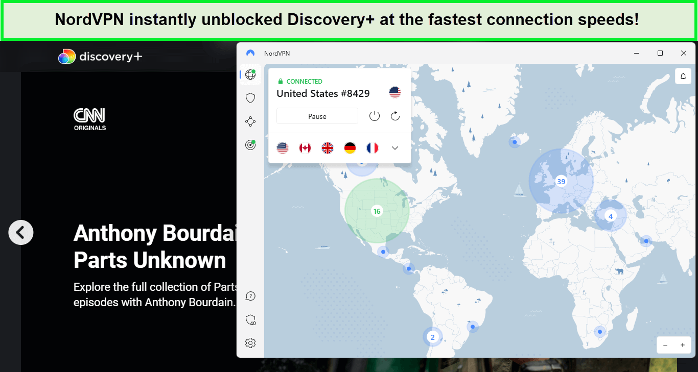  NordVPN desbloquea US Discovery Plus. 