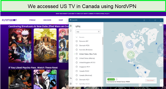 we accessed ustv in canada with nordvpn