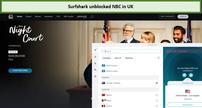 accessing-NBC-surfshark-speed-test-outside-USA-using-Surfshark