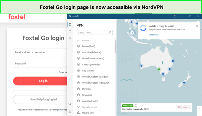 we accessed foxtel go in canada with nordvpn