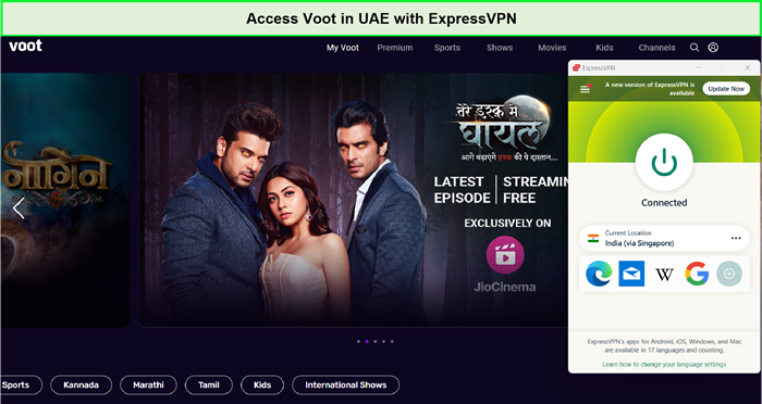 we successfully accessed Voot in UAE with ExpressVPN