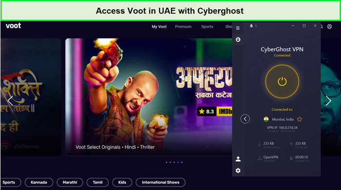 we successfully accessed Voot in UAE with NordVPN