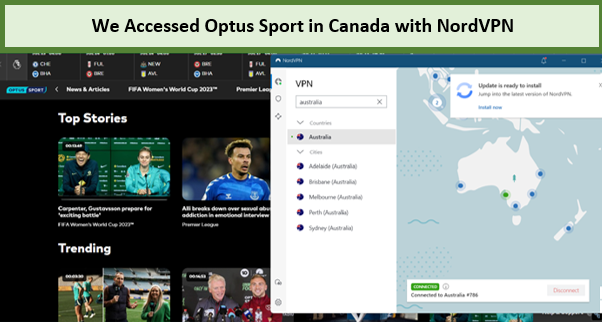 we watched Optus Sport in Canada with NordVPN