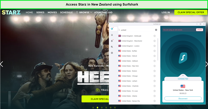 We watched Starz in New Zealand using Surfshark