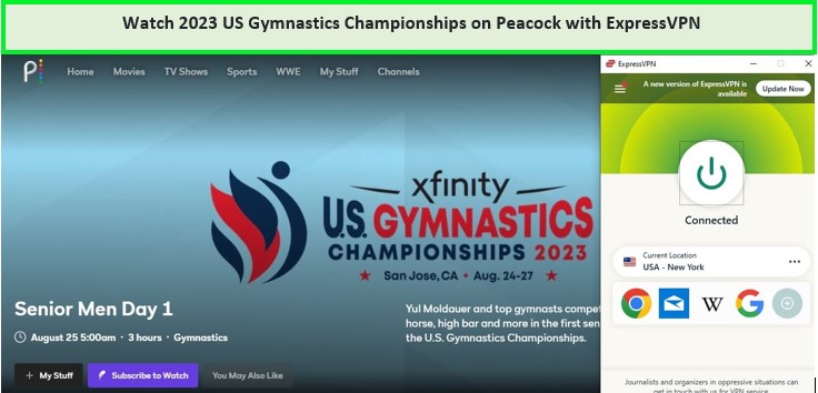 watch-us-gymnastics-championshion-2023-outside-USA-on-peacock-with-expressvpn