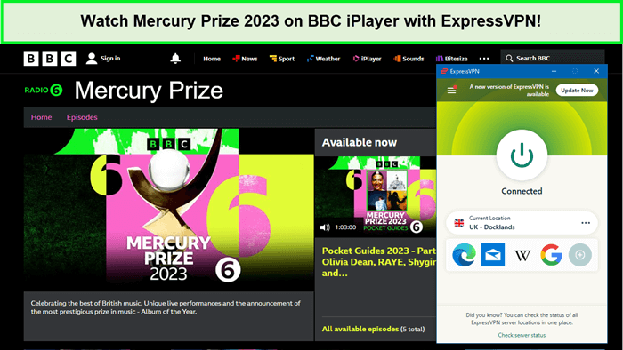Watch Mercury Prize 2023 on BBC iPlayer with ExpressVPN [intent origin=