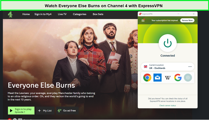 watch everyone else burns in uk on channel 4 with ExpressVPN