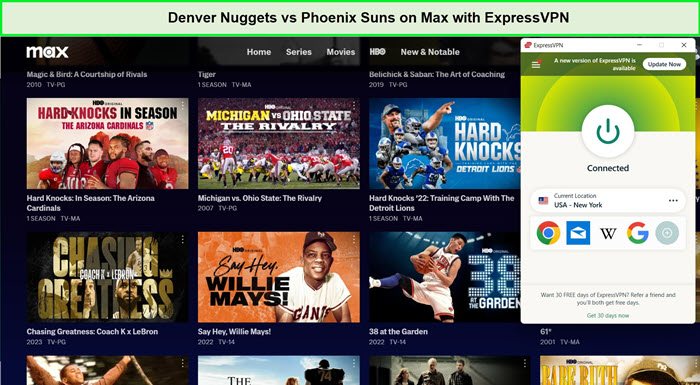 Denver-Nuggets-vs-Phoenix-Suns-in-South Korea-on-Max-with-ExpressVPN