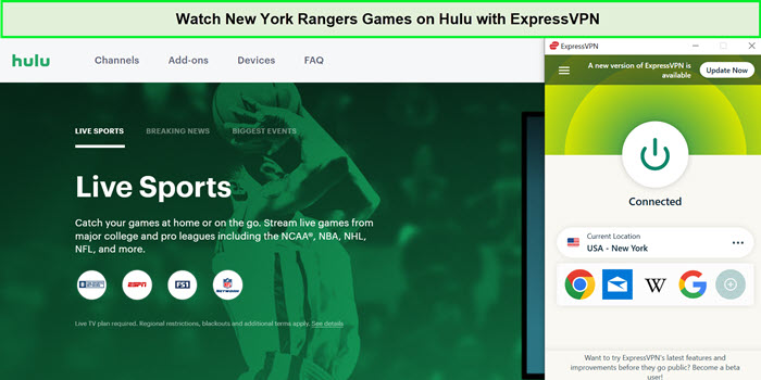 Watch-New-York-Rangers-Games-in-Canada-on-Hulu-with-ExpressVPN
