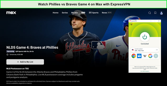 Watch-Phillies-vs-Braves-Game-4-in-New Zealand-on-Max-with-ExpressVPN