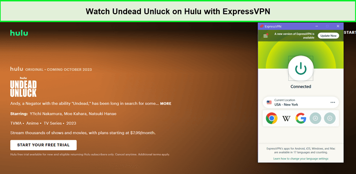 expressvpn-unblocks-hulu-for-the-undead-unluck-anime-in-Spain