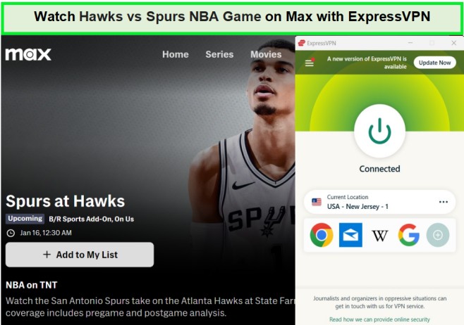 watch-hawks-vs-spurs-nba-game-in-Spain-on-max-with-expressvpn