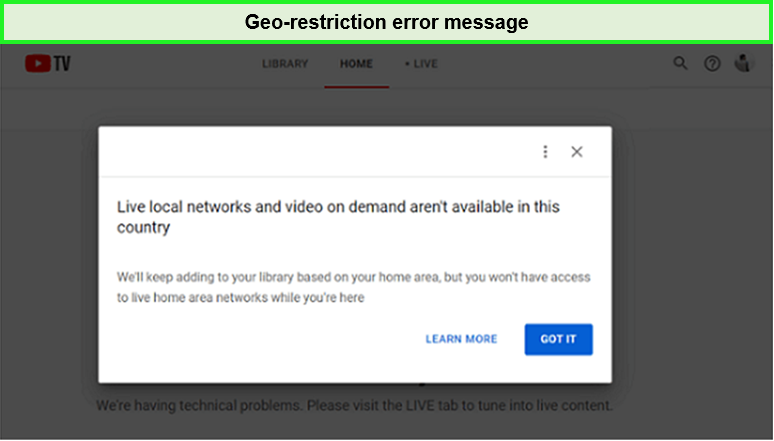 Geo-restriction-error-message-on-YouTube-TV-in-dominican-republic