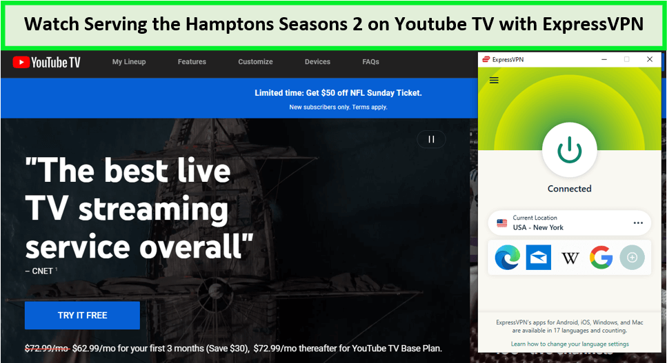 Watch-Serving The Hamptons Season 2-in-Italy-on-Youtube-TV-with-ExpressVPN 