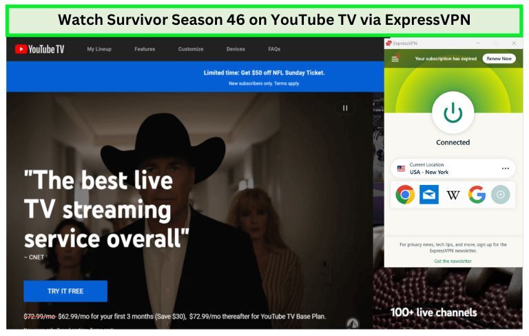 Watch-Survivor-Season-46-outside-USA-on-YouTubeTV-with-ExpressVPN