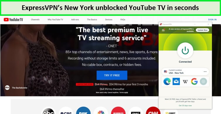 unblocked-youtube-tv-with-expressvpn-newyork-server