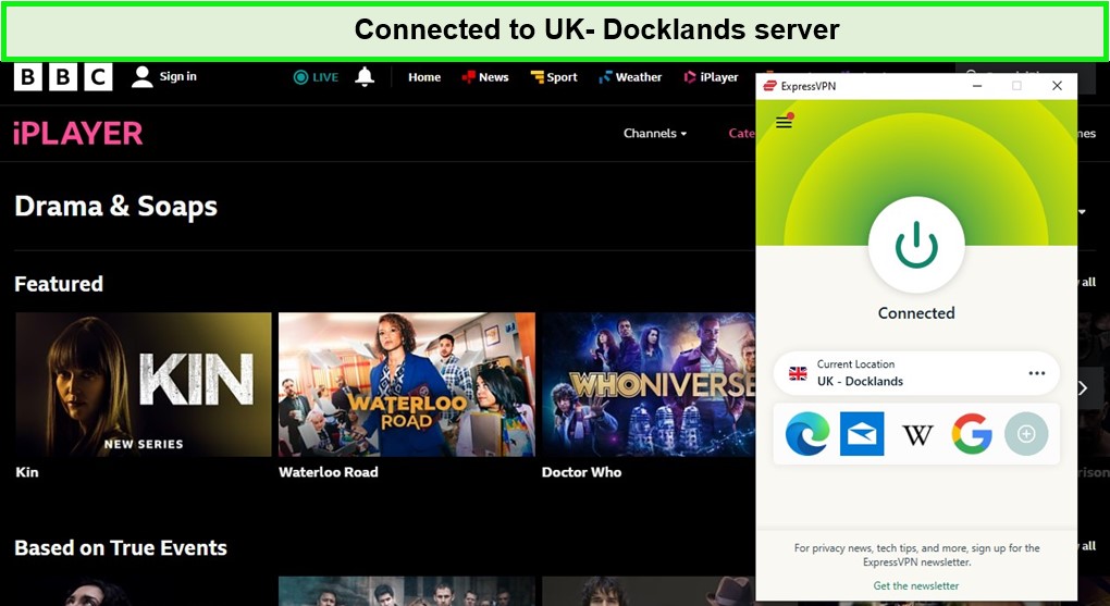  Regarder BBC-iPlayer avec le serveur Docklands.  -  
